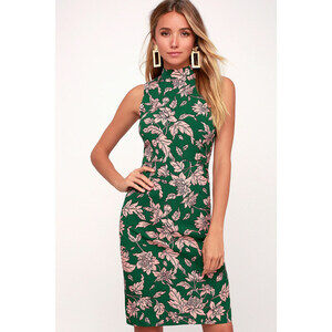 Lulus Carriage Tour Pink And Green Floral Print Sleeveless Dress - Size Small